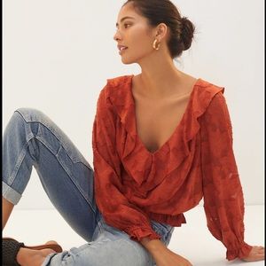 NWT textured floral blouse Anthropologie